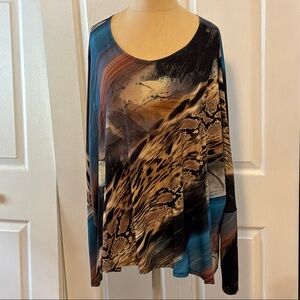 Julian Chang Oversized Animal Print Tunic top- L/S